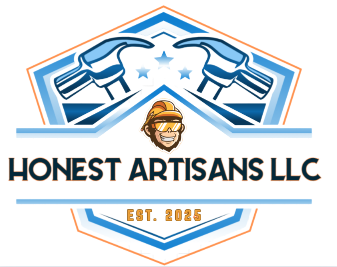 Honest Artisans mascot — friendly craftsman in a tool belt